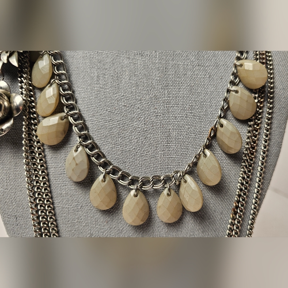 [Express] Silvertoned Statement Necklace Chunky M… - image 2